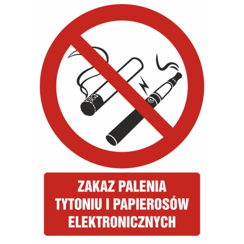 ZNAK BHP - ZAKAZ PALENIA TYTONIU I PAPIEROSÓW ELEKTRONICZNYCH - GC071 DJ PN